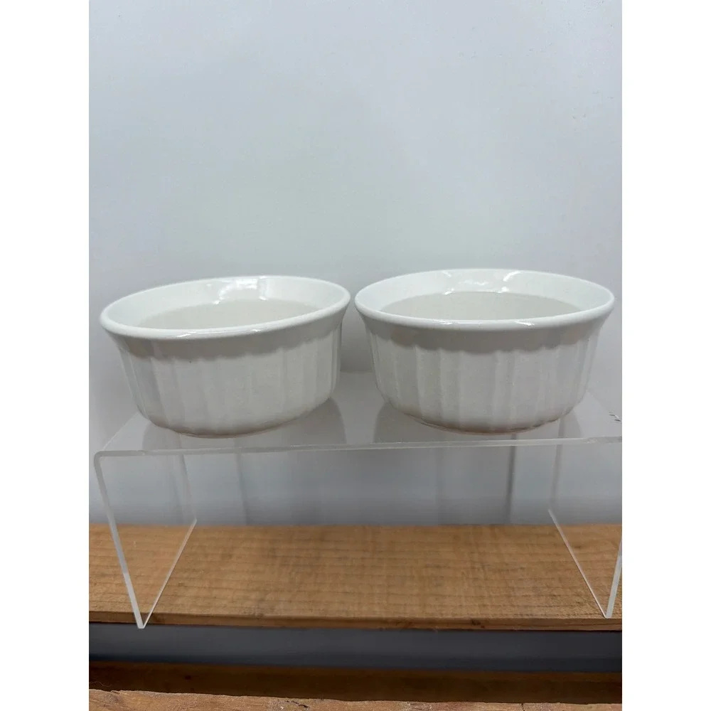 CorningWare French White Stoneware Ramekins 7oz 200mL Set of 2 White‎ Ribbed